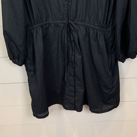 Banana Republic Black Button-Up cinched waist mini dress Womans size XL cotton - Picture 4 of 12